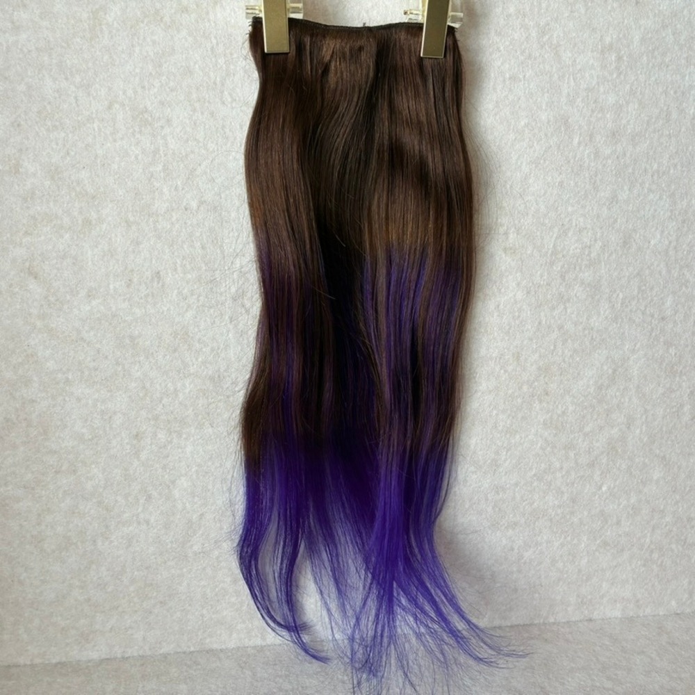 BELLAMI Classic Lace Clip In Chocolate Brown/Violet Ombre 22" 9 Wefts 160g NEW - Picture 2 of 5